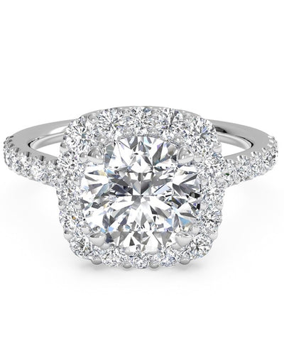 Ritani 1CUZ1321 14K White Gold French Set Halo Engagement Ring Setting for 5 Millimeter Cushion Cut Stone