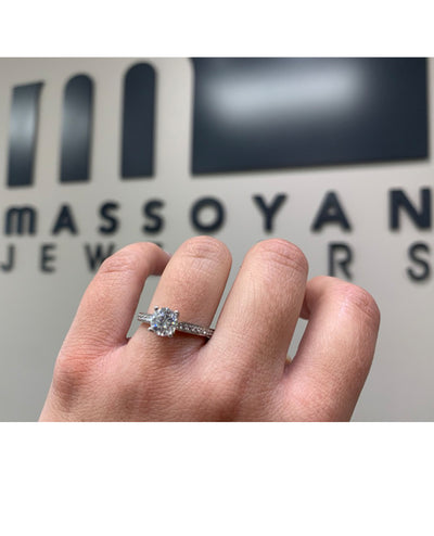 Ritani 1RZ2830 14k White Gold Classic Engagement Ring Setting for Solitaire 6.5 Millimeter Center Stone