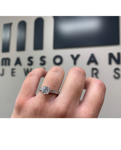 Ritani 1RZ2830 14k White Gold Classic Engagement Ring Setting for Solitaire 6.5 Millimeter Center Stone