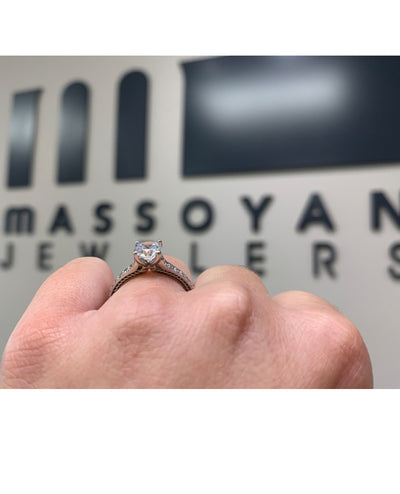 Ritani 1RZ2830 14k White Gold Classic Engagement Ring Setting for Solitaire 6.5 Millimeter Center Stone