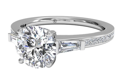 Ritani 1RZ3051 14k White Gold Engagement Ring Setting for 6.5 Millimeter Round Center Stone