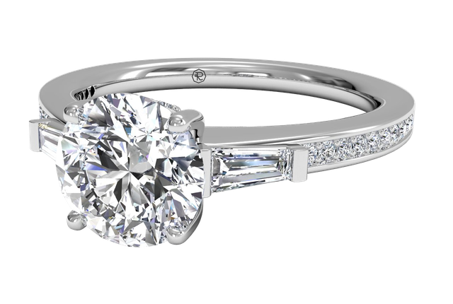 Ritani 1RZ3051 14k White Gold Engagement Ring Setting for 6.5 Millimeter Round Center Stone