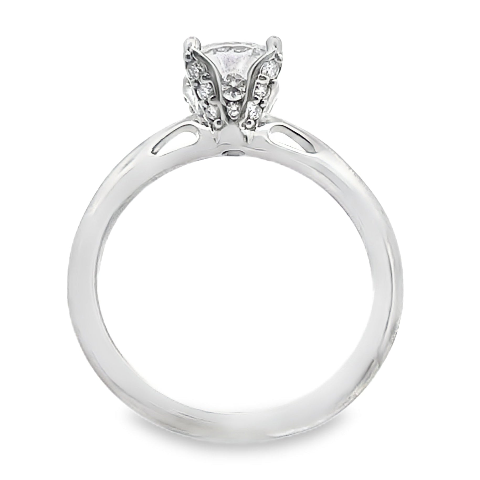 Ritani 1RZ3279 14K White Gold Engagement Ring Setting for Round Solitaire Diamond