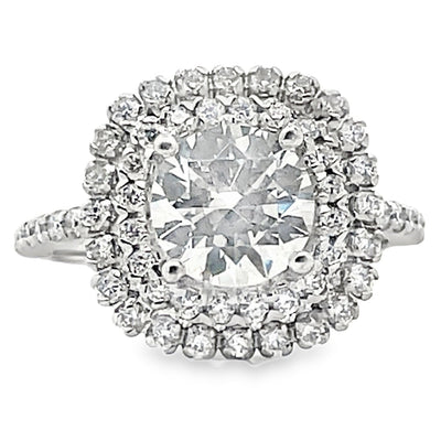 Ritani 1RZ336 14K White Gold Double Halo Engagement Ring Setting for 7.5 Millimeter Round Center Stone
