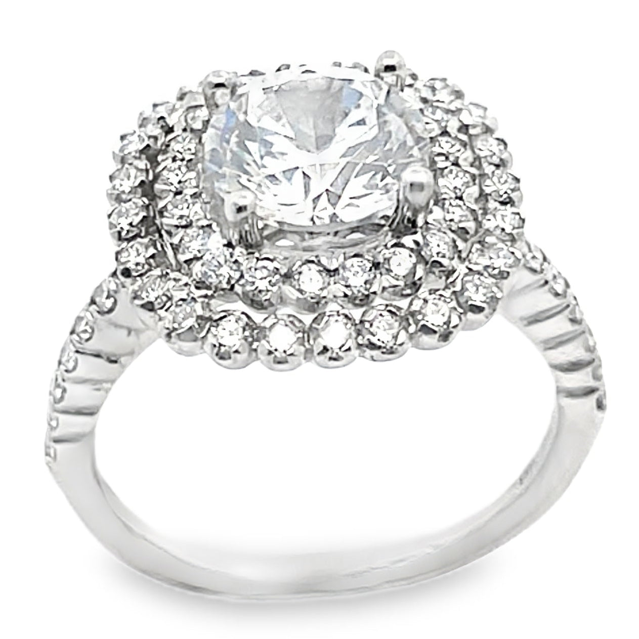 Ritani 1RZ336 14K White Gold Double Halo Engagement Ring Setting for 7.5 Millimeter Round Center Stone