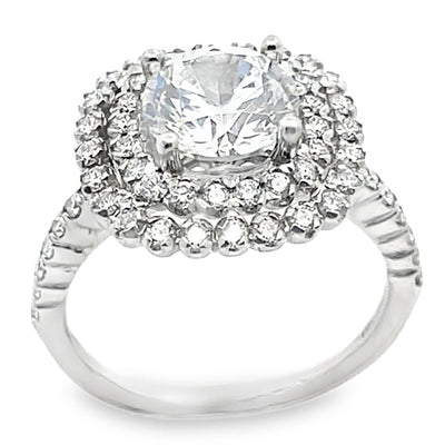 Ritani 1RZ336 14K White Gold Double Halo Engagement Ring Setting for 7.5 Millimeter Round Center Stone