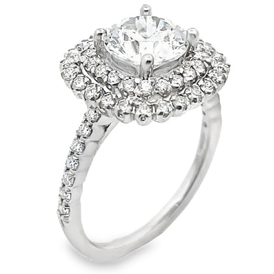Ritani 1RZ336 14K White Gold Double Halo Engagement Ring Setting for 7.5 Millimeter Round Center Stone