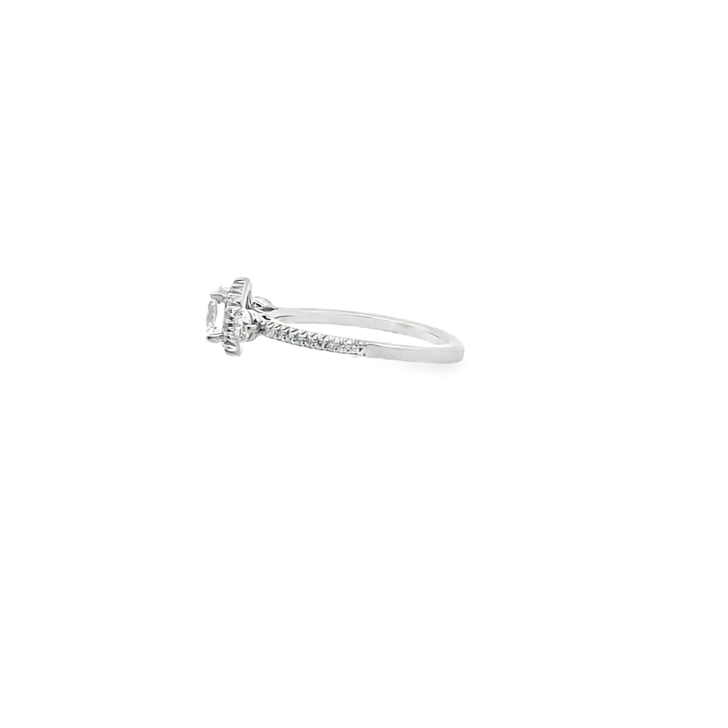 Ritani 1RZ3701BRWG Bella Vita Three Stone Halo Engagement Ring Setting for 6 Millimeter Round Stone