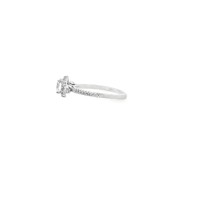 Ritani 1RZ3701BRWG Bella Vita Three Stone Halo Engagement Ring Setting for 6 Millimeter Round Stone