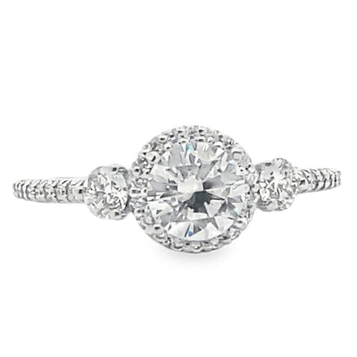 Ritani 1RZ3701BRWG Bella Vita Three Stone Halo Engagement Ring Setting for 6 Millimeter Round Stone