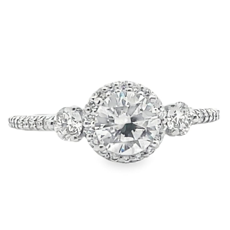 Ritani 1RZ3701BRWG Bella Vita Three Stone Halo Engagement Ring Setting for 6 Millimeter Round Stone