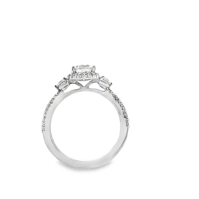 Ritani 1RZ3701BRWG Bella Vita Three Stone Halo Engagement Ring Setting for 6 Millimeter Round Stone