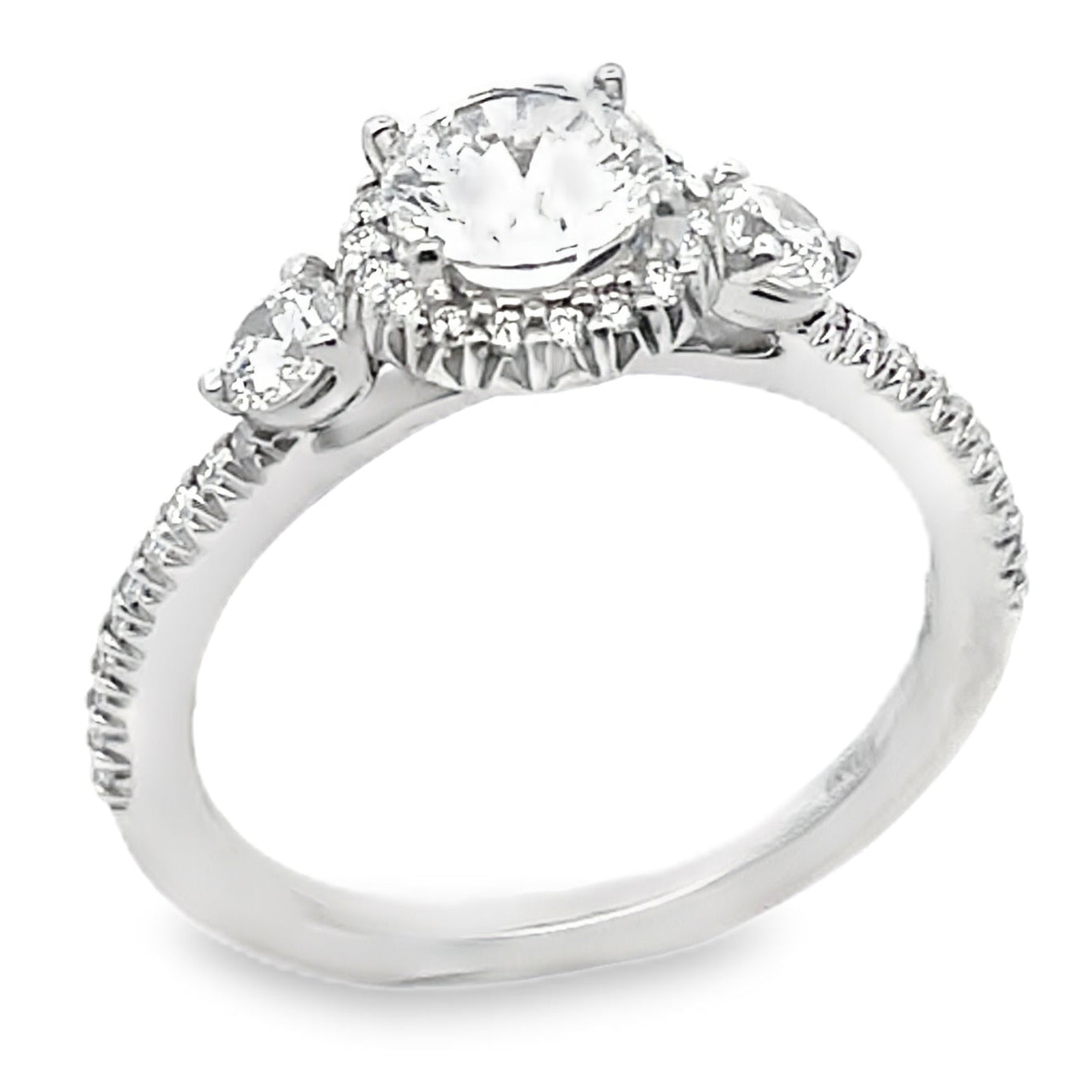 Ritani 1RZ3701BRWG Bella Vita Three Stone Halo Engagement Ring Setting for 6 Millimeter Round Stone