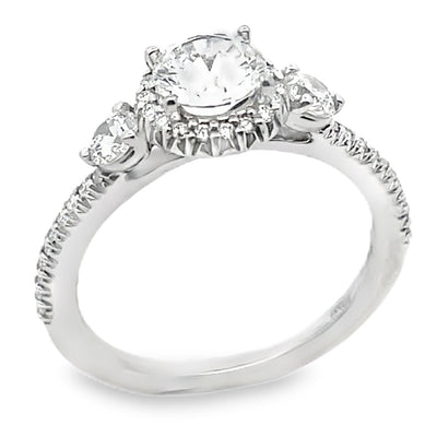 Ritani 1RZ3701BRWG Bella Vita Three Stone Halo Engagement Ring Setting for 6 Millimeter Round Stone
