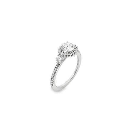 Ritani 1RZ3701BRWG Bella Vita Three Stone Halo Engagement Ring Setting for 6 Millimeter Round Stone