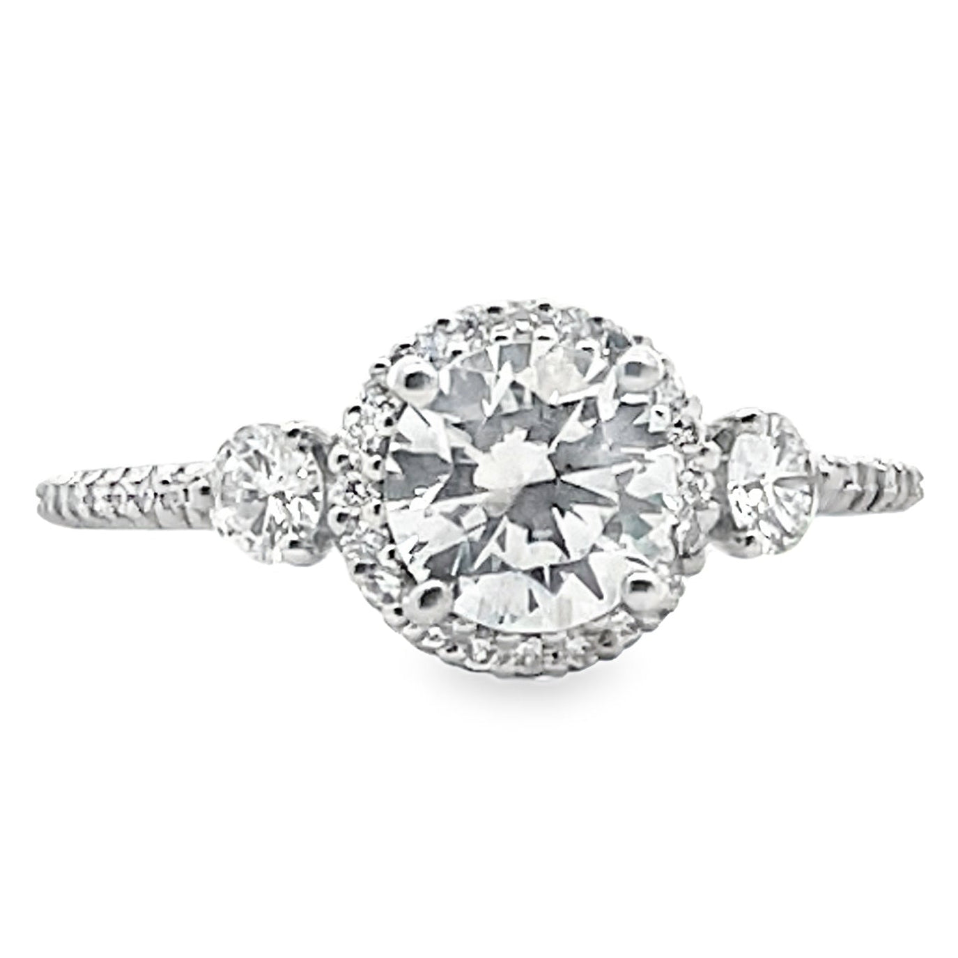 Ritani 1RZ3701CR 14K White Gold Bella Vita Three Stone Diamond Ring Setting for 6.5 Millimeter Round Stone