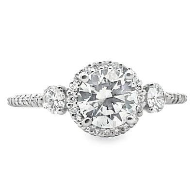 Ritani 1RZ3701CR 14K White Gold Bella Vita Three Stone Diamond Ring Setting for 6.5 Millimeter Round Stone