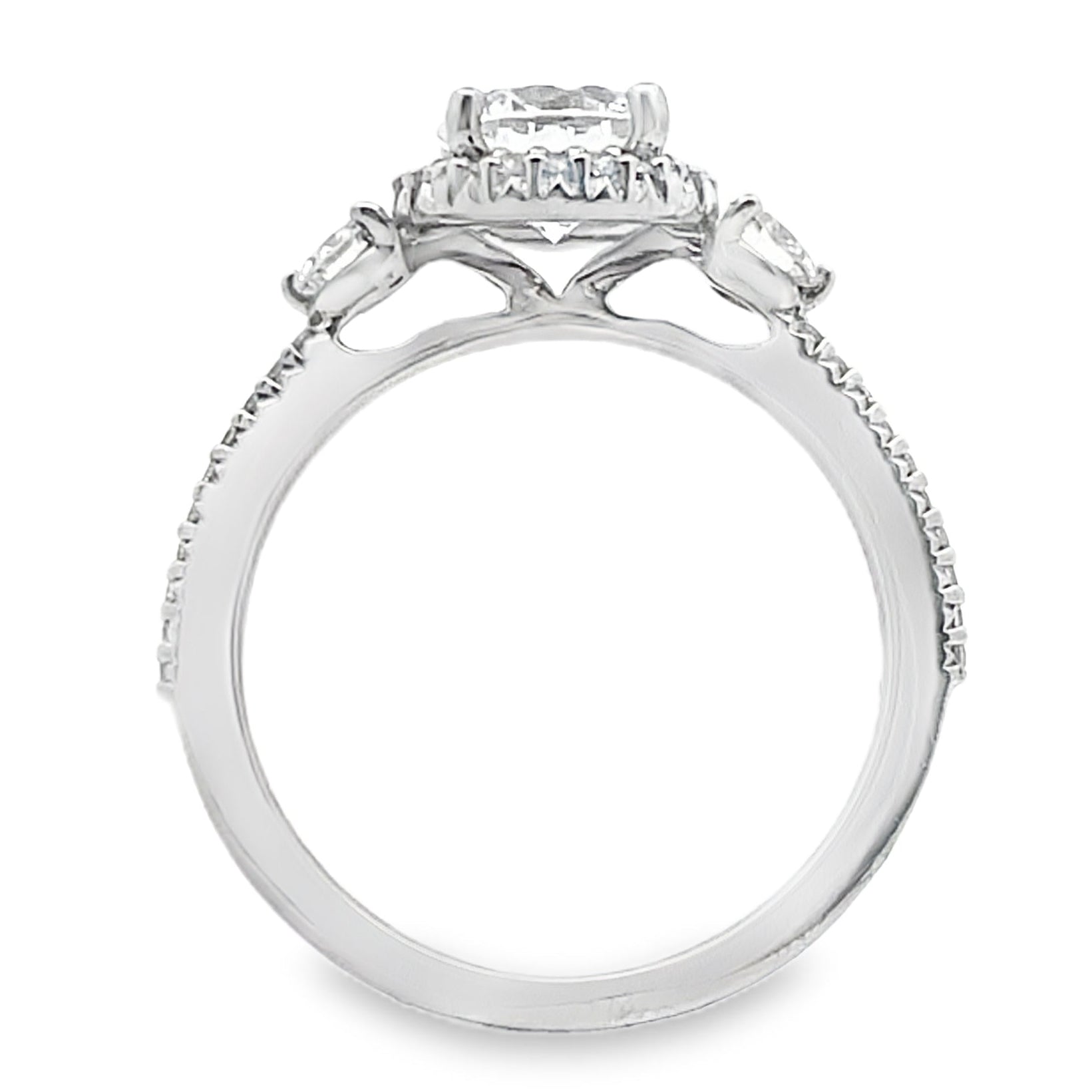 Ritani 1RZ3701CR 14K White Gold Bella Vita Three Stone Diamond Ring Setting for 6.5 Millimeter Round Stone
