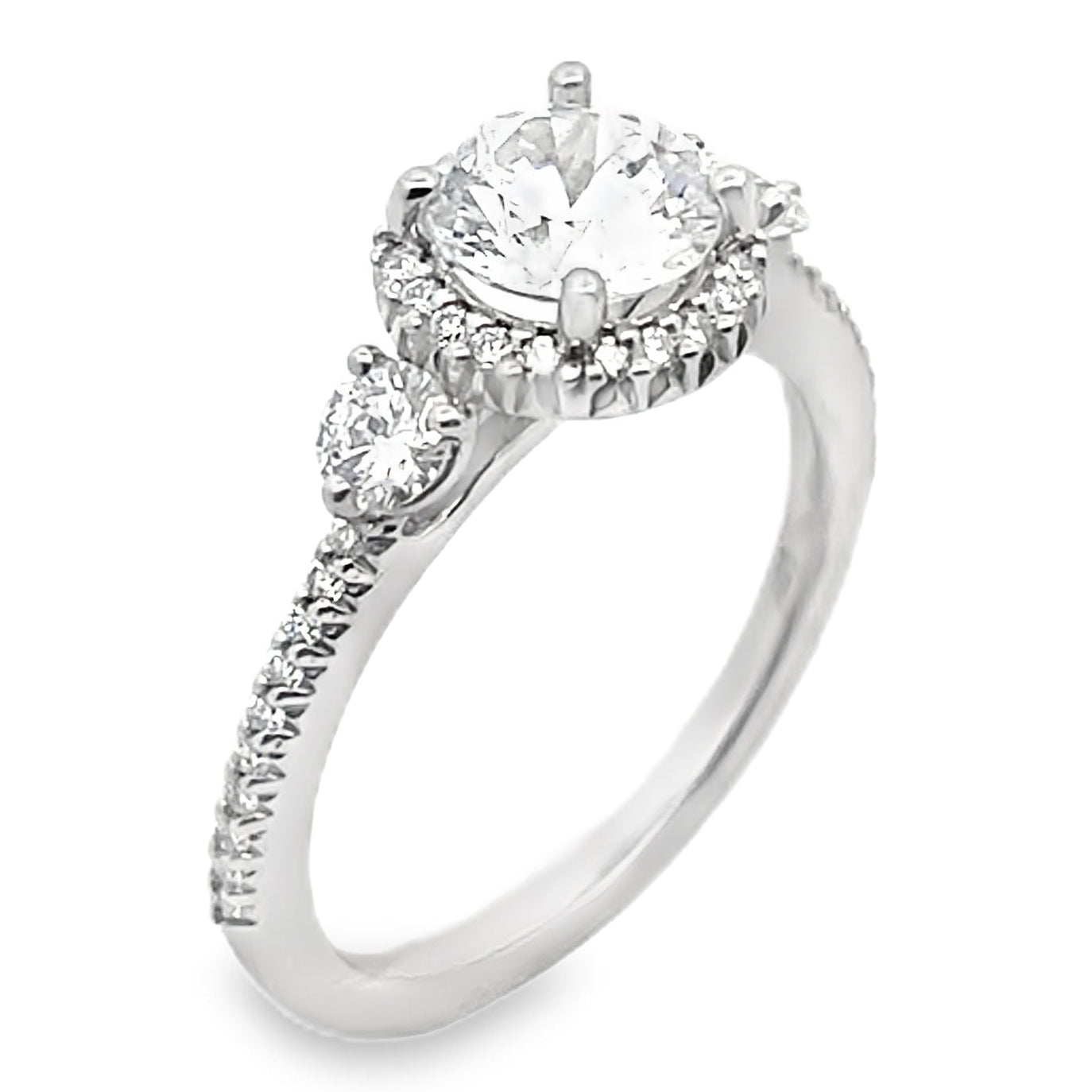Ritani 1RZ3701CR 14K White Gold Bella Vita Three Stone Diamond Ring Setting for 6.5 Millimeter Round Stone
