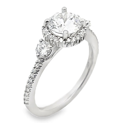 Ritani 1RZ3701CR 14K White Gold Bella Vita Three Stone Diamond Ring Setting for 6.5 Millimeter Round Stone