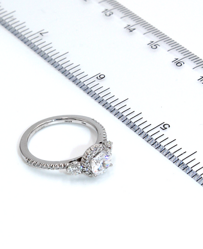 Ritani 1RZ3701BRWG Bella Vita Three Stone Halo Engagement Ring Setting for 6 Millimeter Round Stone