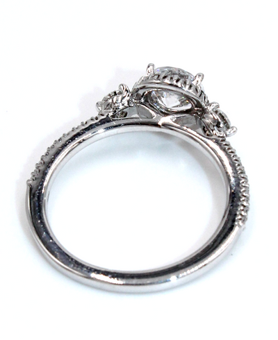 Ritani 1RZ3701BRWG Bella Vita Three Stone Halo Engagement Ring Setting for 6 Millimeter Round Stone