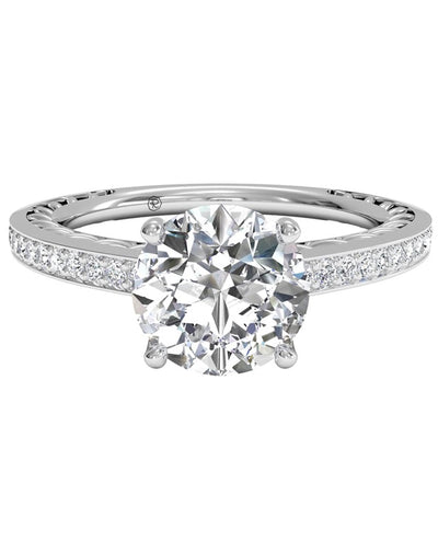 Ritani 1RZ4170 Micropavé 14k White Gold Engagement Ring Setting for Round Center Stone