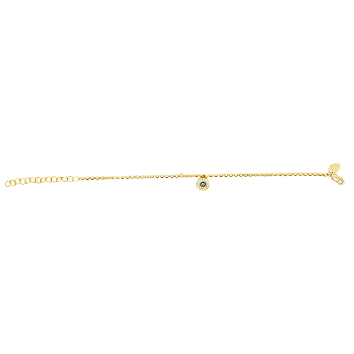 Meira T 1B6941/YB 14K Yellow Gold Evil Eye Bracelet with Sapphire & Diamonds