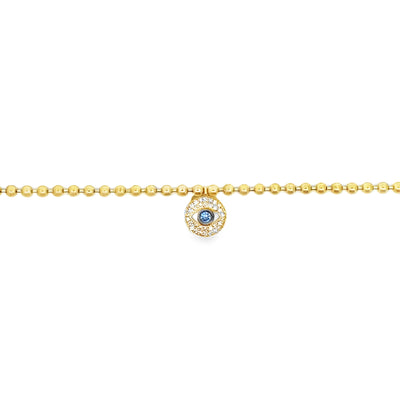 Meira T 1B6941/YB 14K Yellow Gold Evil Eye Bracelet with Sapphire & Diamonds