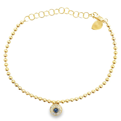 Meira T 1B6941/YB 14K Yellow Gold Evil Eye Bracelet with Sapphire & Diamonds