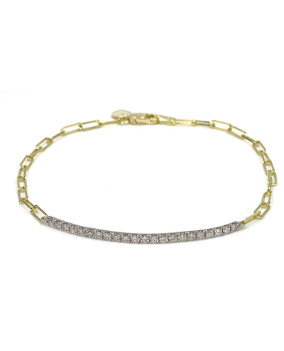 Meira T 1B7098/TY 14K Yellow and White Gold Paperclip Bar Bracelet