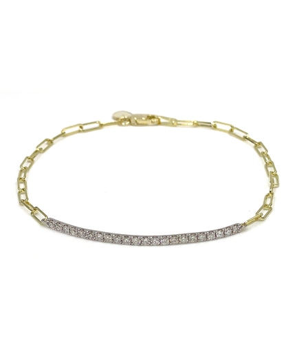 Meira T. 14K Yellow and White Gold Paperclip Bar Bracelet