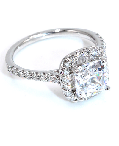 Ritani 1CUZ1321 14K White Gold French Set Halo Engagement Ring Setting for 5 Millimeter Cushion Cut Stone