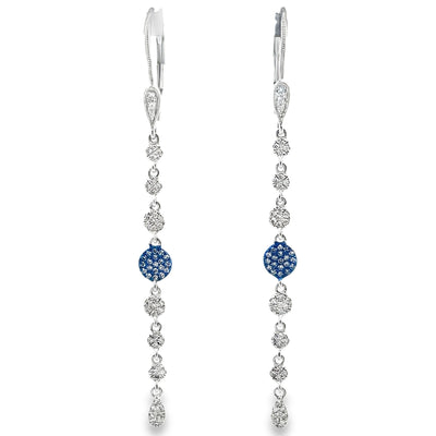 Meira T 1E8321/BL 14K White Gold and Blue Rhodium Diamond Long Earrings