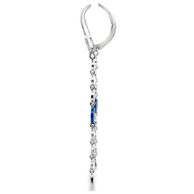 Meira T 1E8321/BL 14K White Gold and Blue Rhodium Diamond Long Earrings