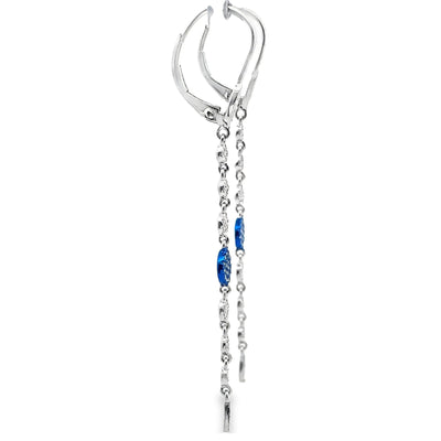 Meira T 1E8321/BL 14K White Gold and Blue Rhodium Diamond Long Earrings