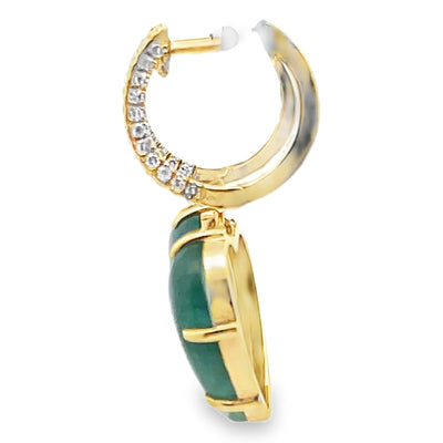Meira T 1E9449/YJ 14K Yellow Gold Diamond & Jade Heart Drop Earrings