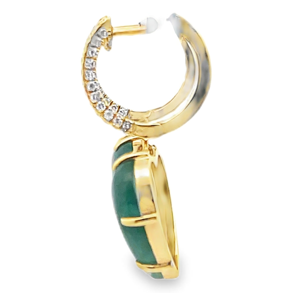 Meira T 1E9449/YJ 14K Yellow Gold Diamond & Jade Heart Drop Earrings