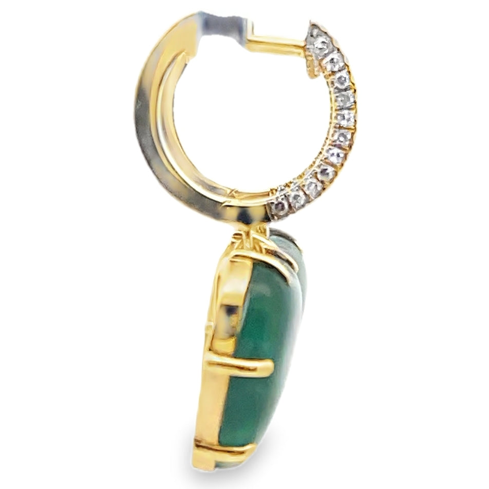 Meira T 1E9449/YJ 14K Yellow Gold Diamond & Jade Heart Drop Earrings