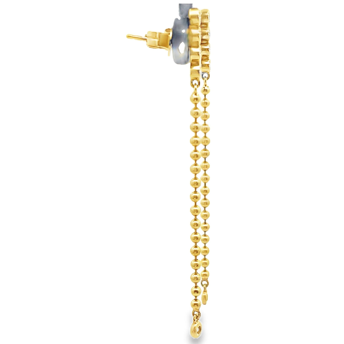 Meira T 1E9935/YG 14K Yellow Gold Diamond and Bead Long Dangle Earrings