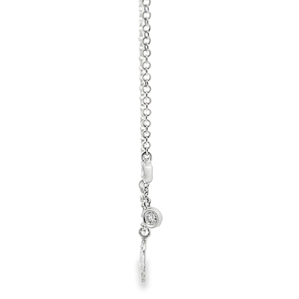 Meira T 1N7678/WG 14K White Gold Diamond Square Pendant Adjustable Necklace