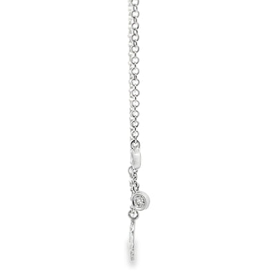 Meira T 1N7678/WG 14K White Gold Diamond Square Pendant Adjustable Necklace