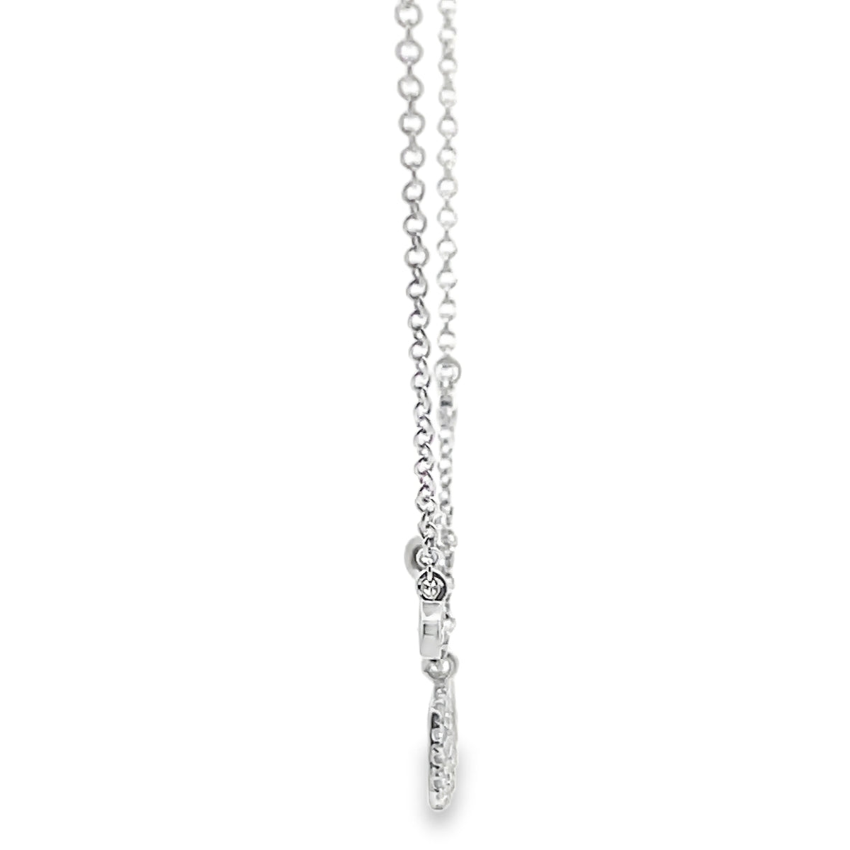 Meira T 1N7678/WG 14K White Gold Diamond Square Pendant Adjustable Necklace