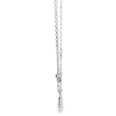 Meira T 1N7678/WG 14K White Gold Diamond Square Pendant Adjustable Necklace