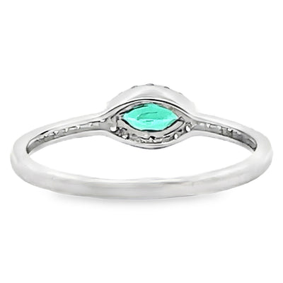 Meira T 1R4615/WE 14K White Gold Marquise Emerald & Diamond Ring
