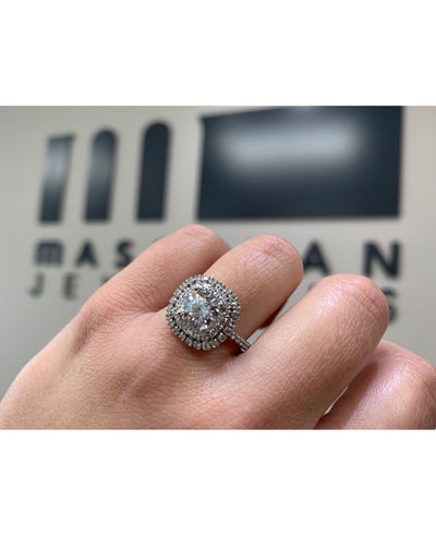 Ritani 1RZ336 14K White Gold Double Halo Engagement Ring Setting for 7.5 Millimeter Round Center Stone