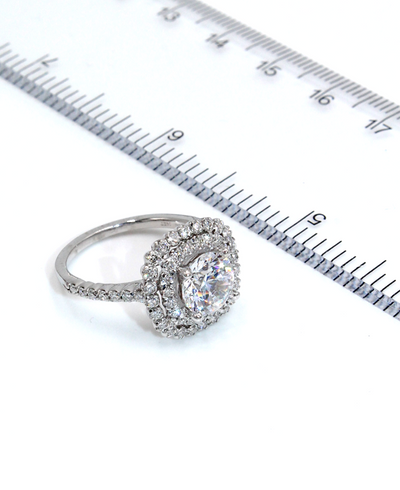 Ritani 1RZ336 14K White Gold Double Halo Engagement Ring Setting for 7.5 Millimeter Round Center Stone