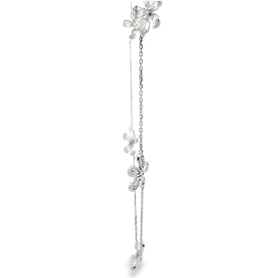 14K White Gold Necklace With 5 Flower Stations And Diamonds Totaling 3.17 Carats