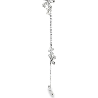 14K White Gold Necklace With 5 Flower Stations And Diamonds Totaling 3.17 Carats