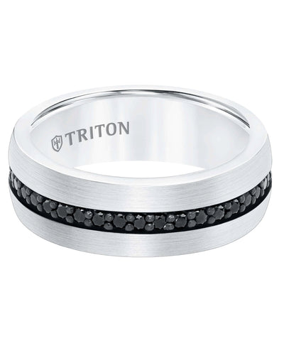 Triton 22-5733HC100-G.00 "Stone" Collection 8 Millimeter Tungsten Eternity Ring